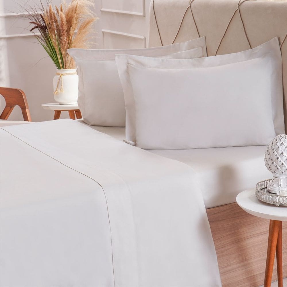 Jogo de Cama King 200 Fios Liso 4 Pçs 193x203x35