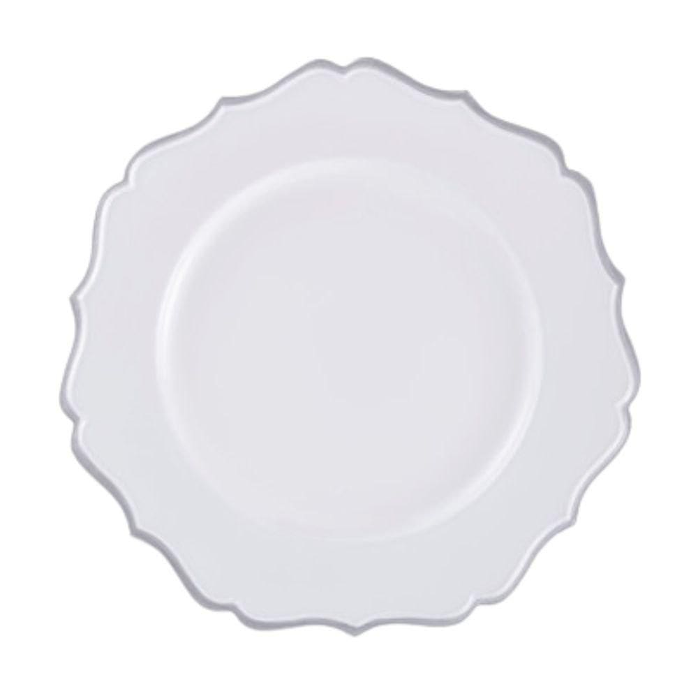 Sousplat Em Polipropileno 33cm Rafimex Branco E Prateado