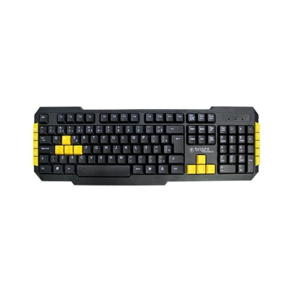 Teclado Usb Multimidia Gamer Preto-amarelo Bright [f086]