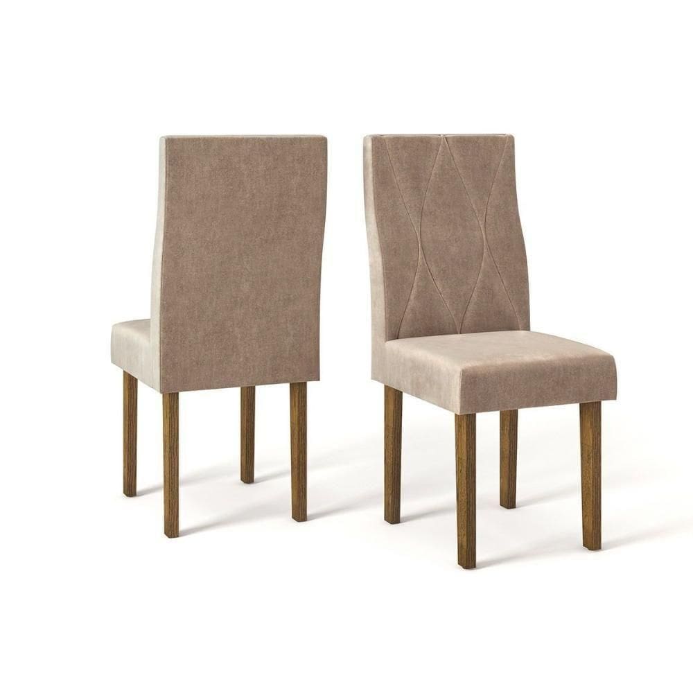 Kit 2 Cadeiras Sala Jantar ágata 2 Un Demolição-suede Kraft - Dj Móveis