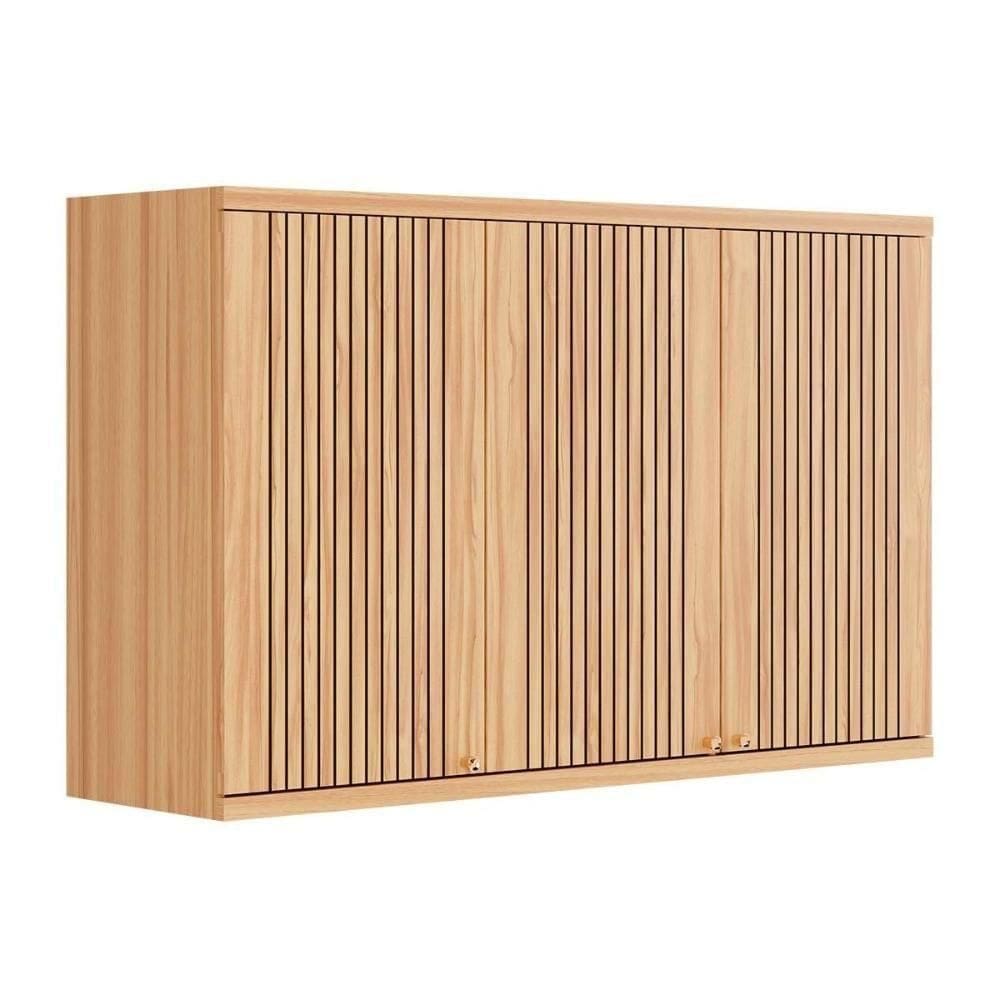 Armário Aéreo Cozinha Modulado Sauvignon Com 3 Portas Frisada 120cm Amendoa - Ronipa