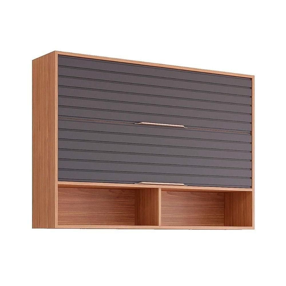 Armário Aéreo Para Cozinha Esplendida Com 2 Portas Basculantes 120cm Freijo-titanium - Mgm