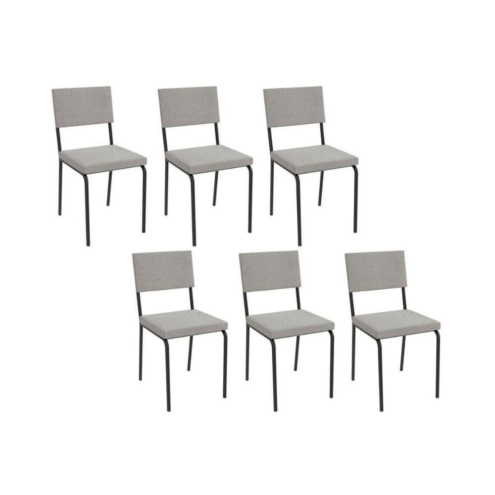 Cadeira Sala De Jantar Zaria 2c128 Kit 6 Un Preto Fosco-boucle Cinza A056 - Kappesberg