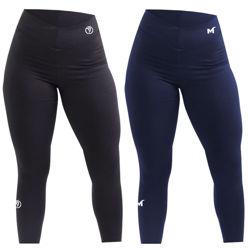 Kit 2 Calça Legging Feminina - Preta e Azul Marinho - Conforto, Estilo e Performance