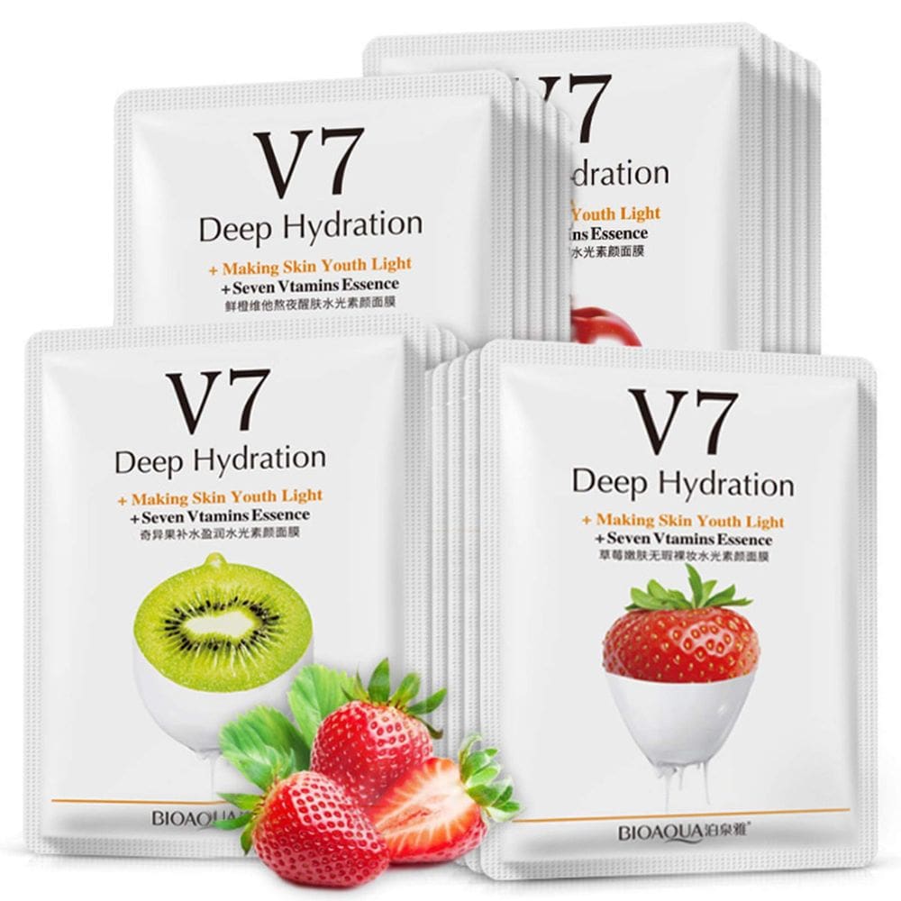 Máscara facial BIOAQUA V7 de hidratação profunda com 7 vitaminas 30g x 8