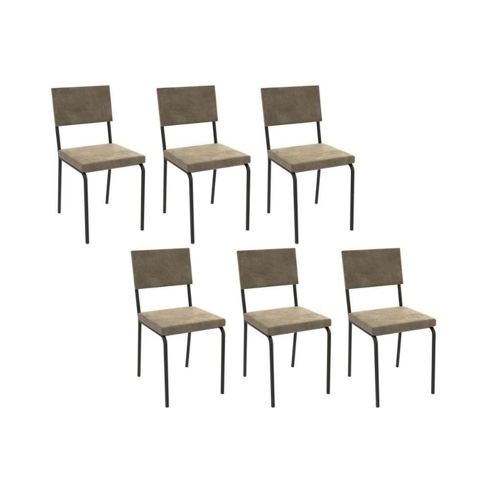 Cadeira Sala De Jantar Zaria 2c128 Kit 6 Un Preto Fosco-bege A036 Suede Suede - Kappesberg