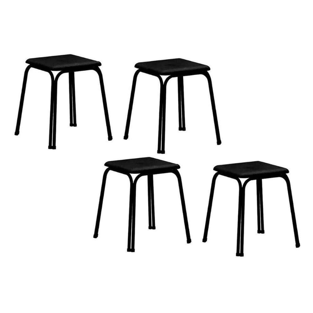 Kit 2 Banqueta De Cozinha 1748 4 Un Preto- Courano Preto - Carraro