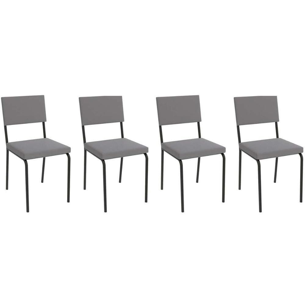 Cadeira Sala De Jantar Zaria 2c128 Kit 4 Un Preto Fosco-cinza A050 Suede Suede - Kappesberg