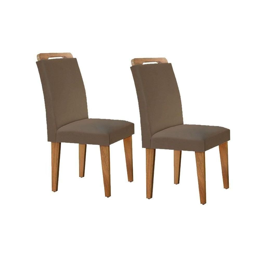 Kit 2 Cadeiras Sala Jantar Athenas 2 Un Imbuia-capuccino-suede Capuccino - Rufato