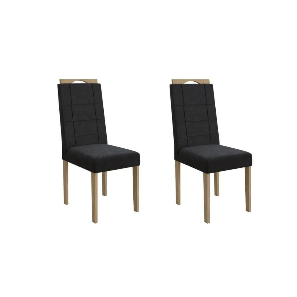 Cadeira De Cozinha 2cad150ea Kit 2 Un Carvalho-suede Preto - Kappesberg