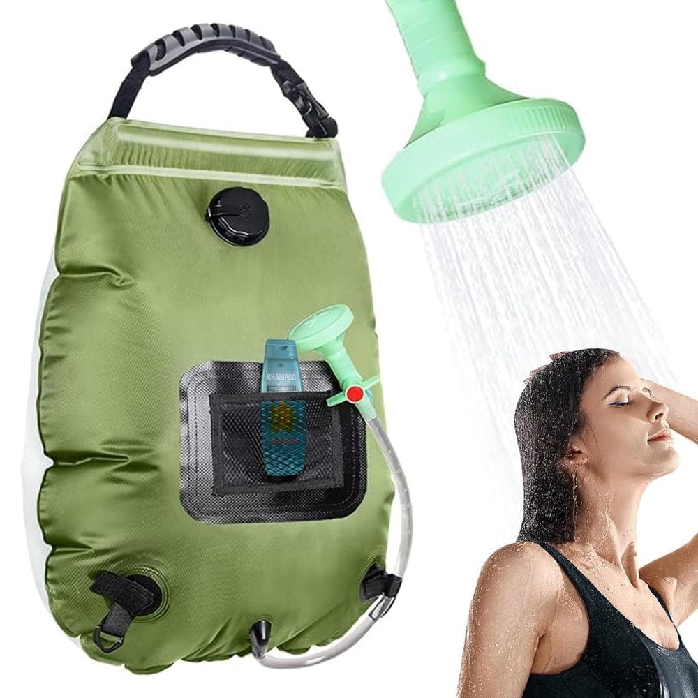 Bolsa de chuveiro solar KIPIDA 20L com mangueira removível e cabeça de chuveiro
