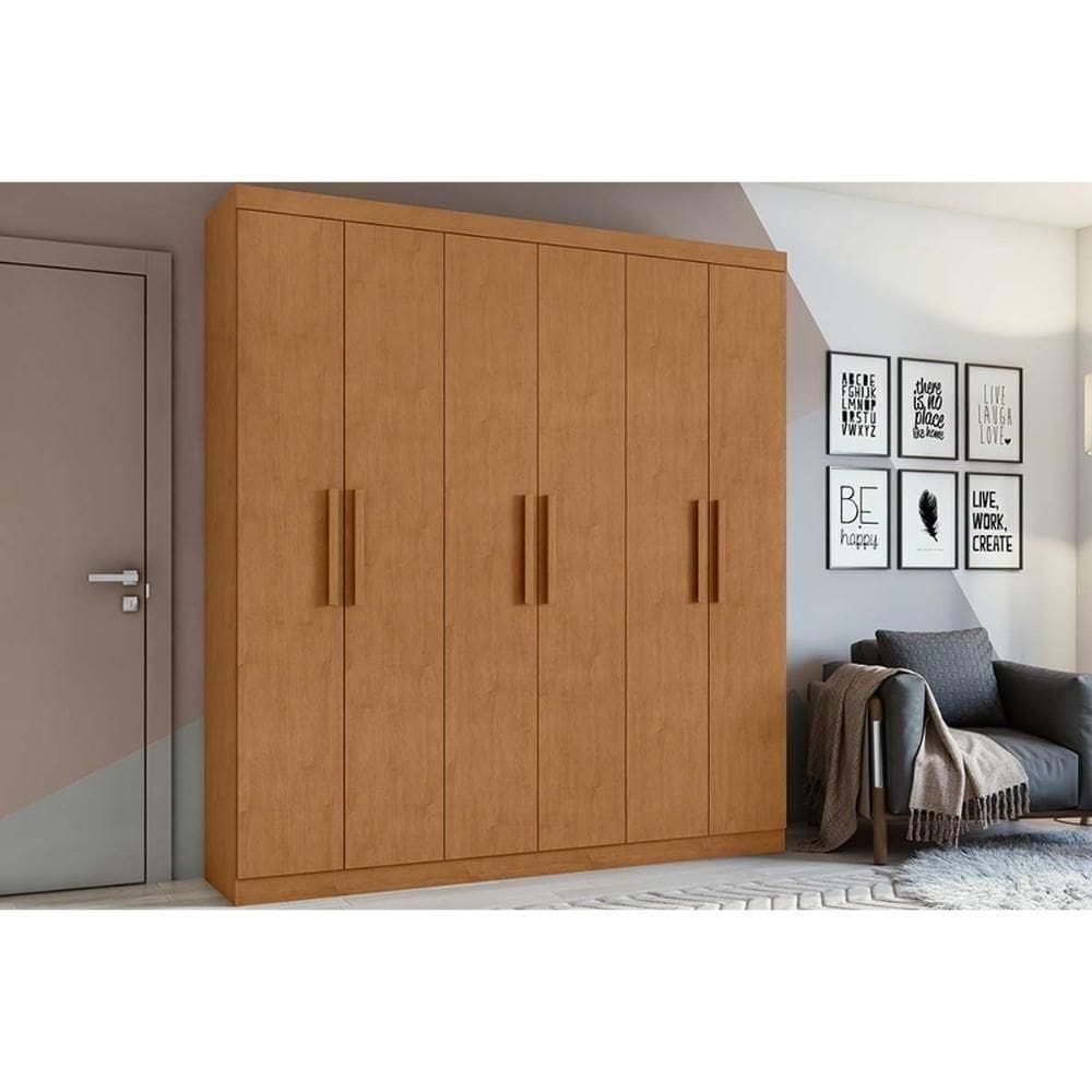 Guarda Roupa Casal 6 Portas E 3 Gavetas Jazz Amêndoa