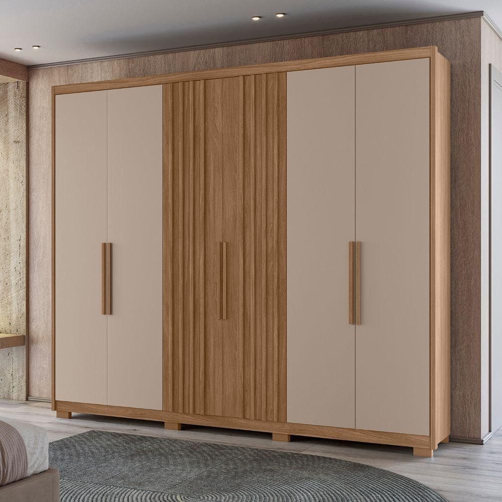 Guarda Roupa Casal Araguaia 6 Portas Carvalho Fendi Moval