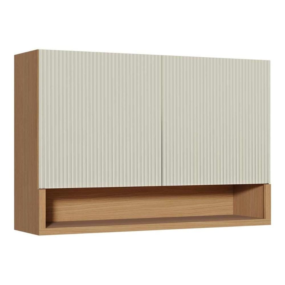 Armário de Cozinha Modulado Simone Mendes c/ 2 Portas 120cm Carvalho/Cinza - Nesher