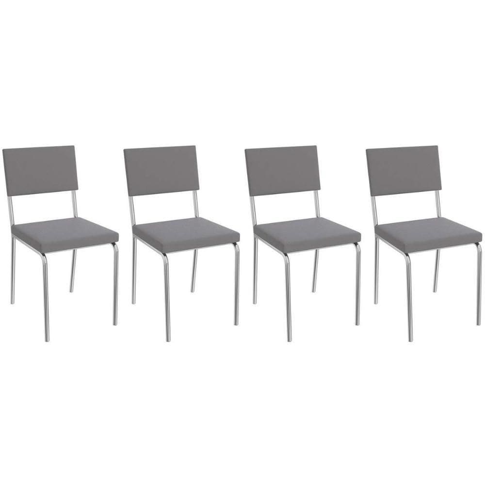 Cadeira Sala De Jantar Zaria 2c128 Kit 4 Un Cromado-cinza A050 Suede Suede - Kappesberg