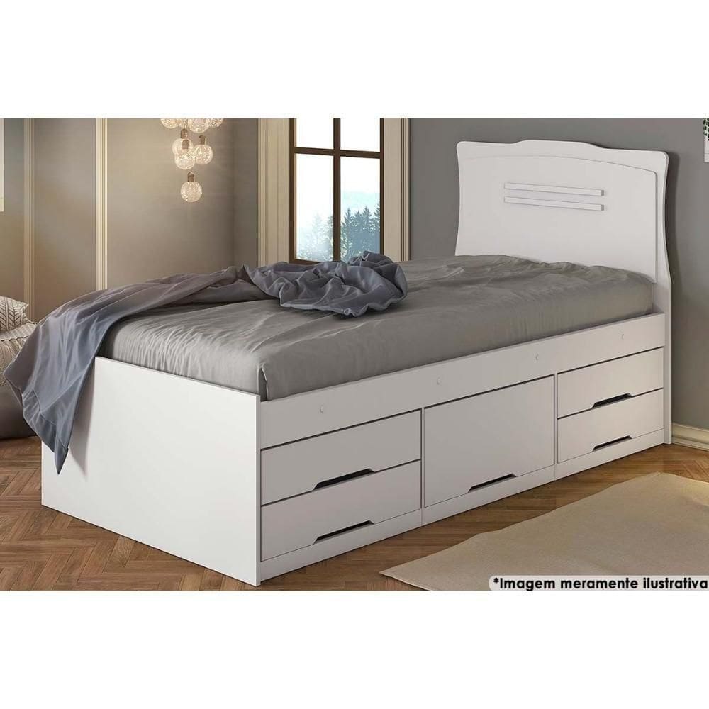 Cama Multifuncional Juvenil Júlia C- 5 Gavetas Branco - Conquista