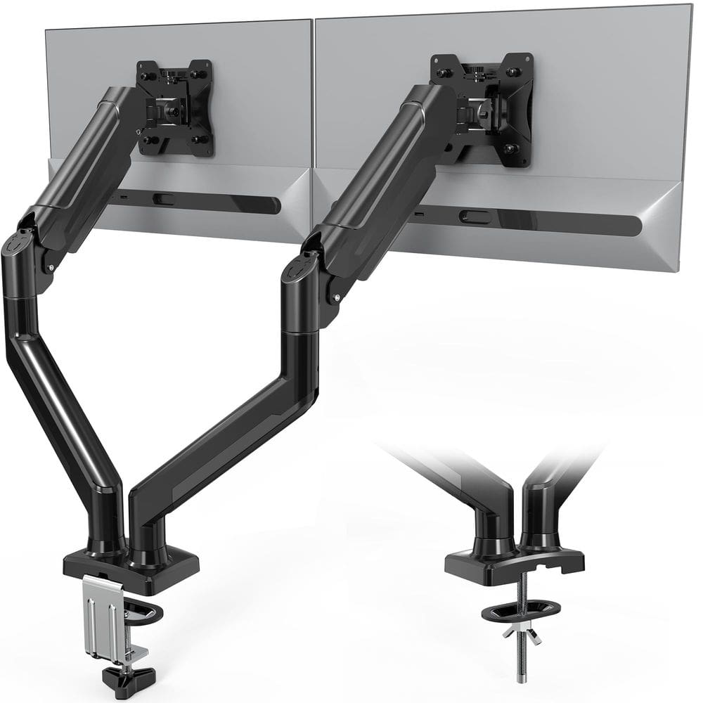 Suporte de monitor duplo BONTEC com mola a gás ajustável 13-32”