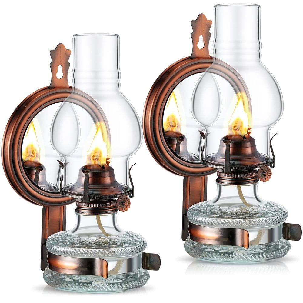 Lâmpada de querosene Yexiya Vintage Glass montada na parede 300 ml (2 unidades)