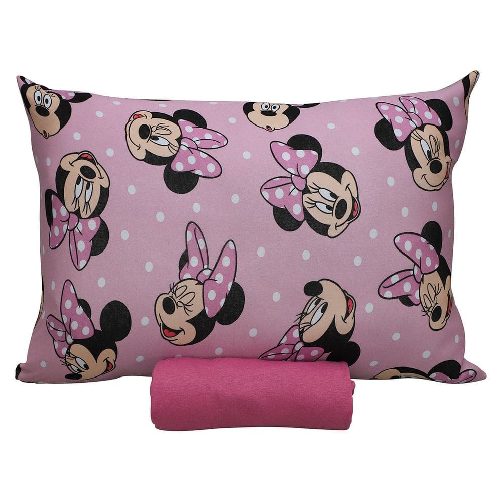 Jogo de Cama Portallar Solteiro Malha 100% Algodão Disney Big Minnie 2 Pçs Rosa