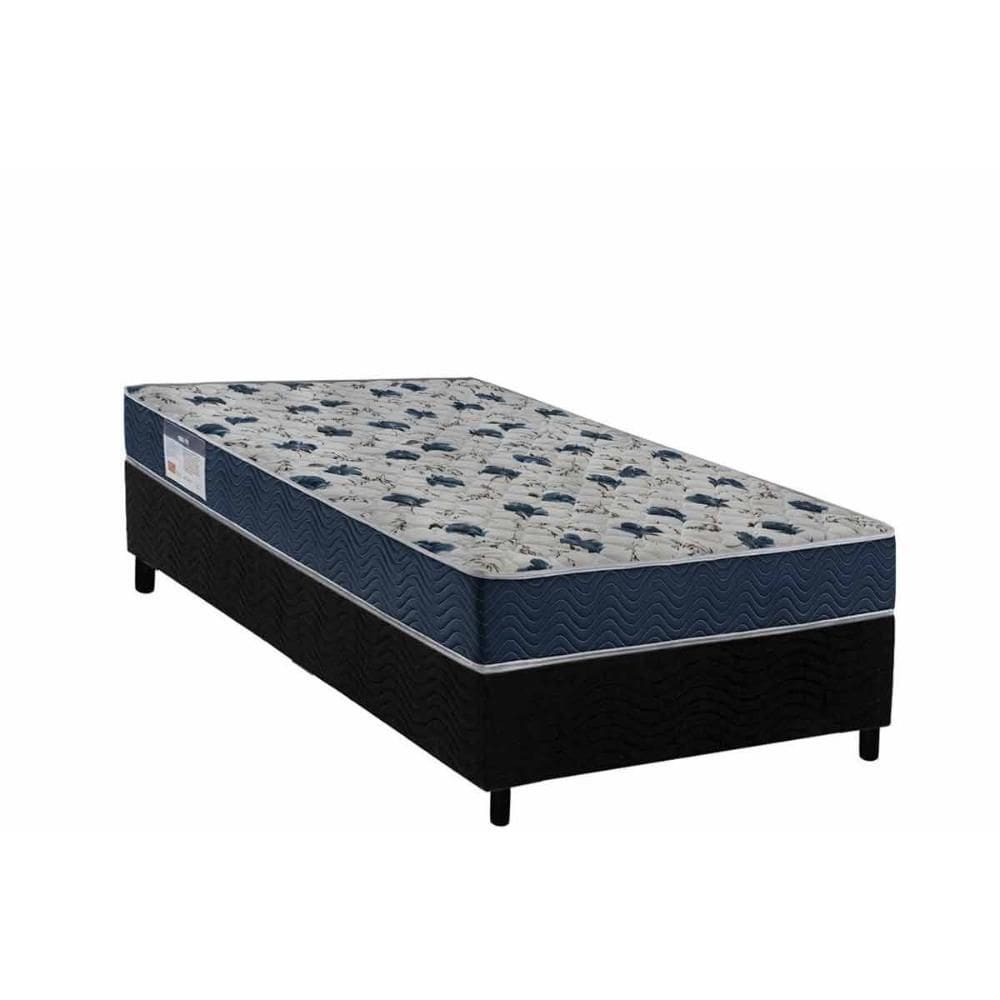 Cama Box Solteiro: Colchão Ortopédico Ortobom D28 Anatômico ISO 60 + Base CRC Suede Black (88x188)