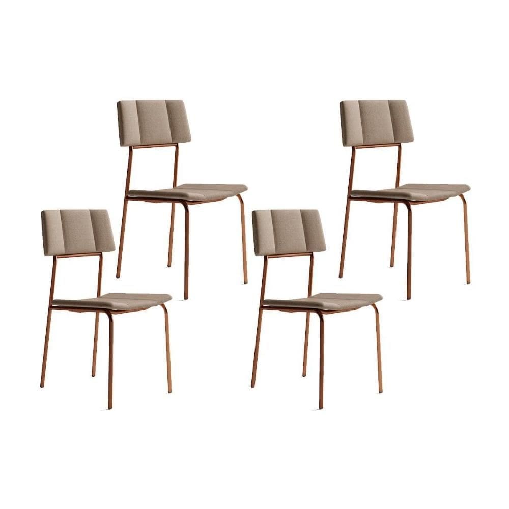Kit 4 Cadeiras Sala Jantar Lou 1742 4 Uni Rose/Linho Areia - Carraro