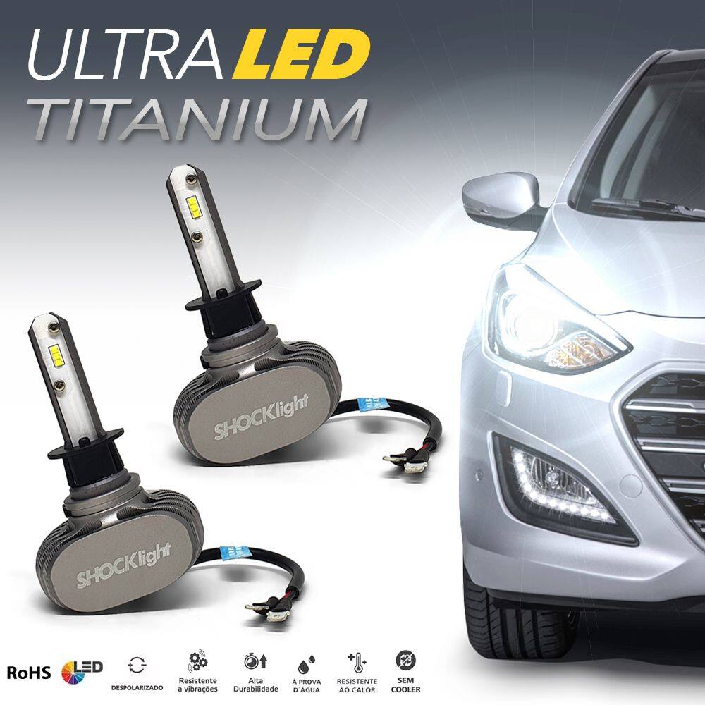 Par Lâmpadas H1 Farol Alto Fiat Bravo Ultra Led Titanium 10000 Lumens Forte Branco Efeito Xenon 2010 2011 2012 2013