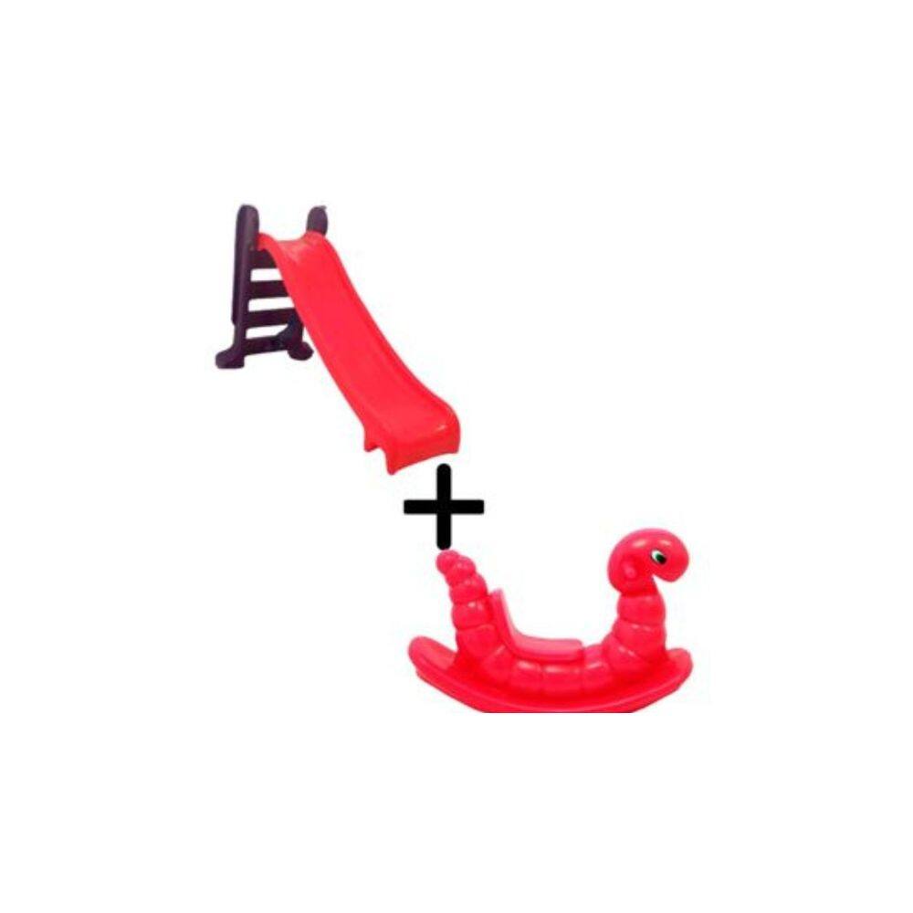 Kit Infantil com Escorregador 3 Degraus e Gangorra Nhoca Colorida – Brincadeiras Seguras
