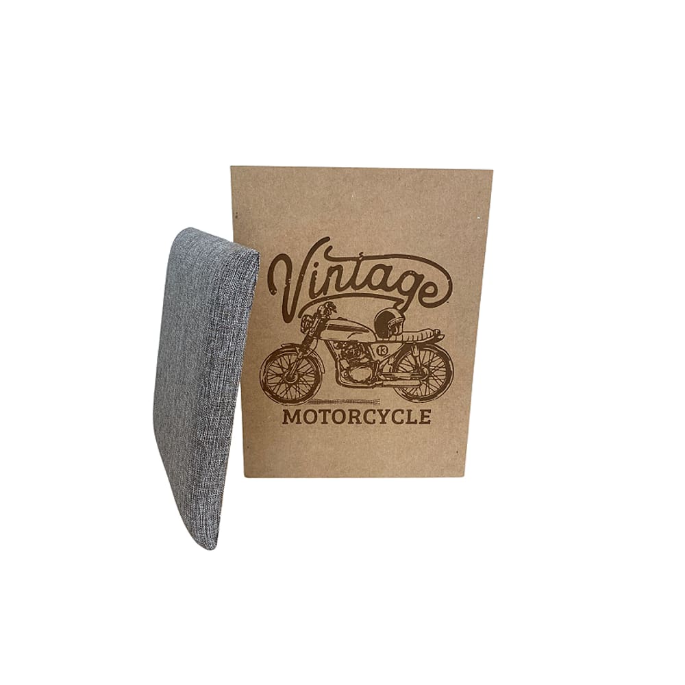 Puff Baú Não é Segredo Moto Linho Marrom Mesclado 34x45 NS0503