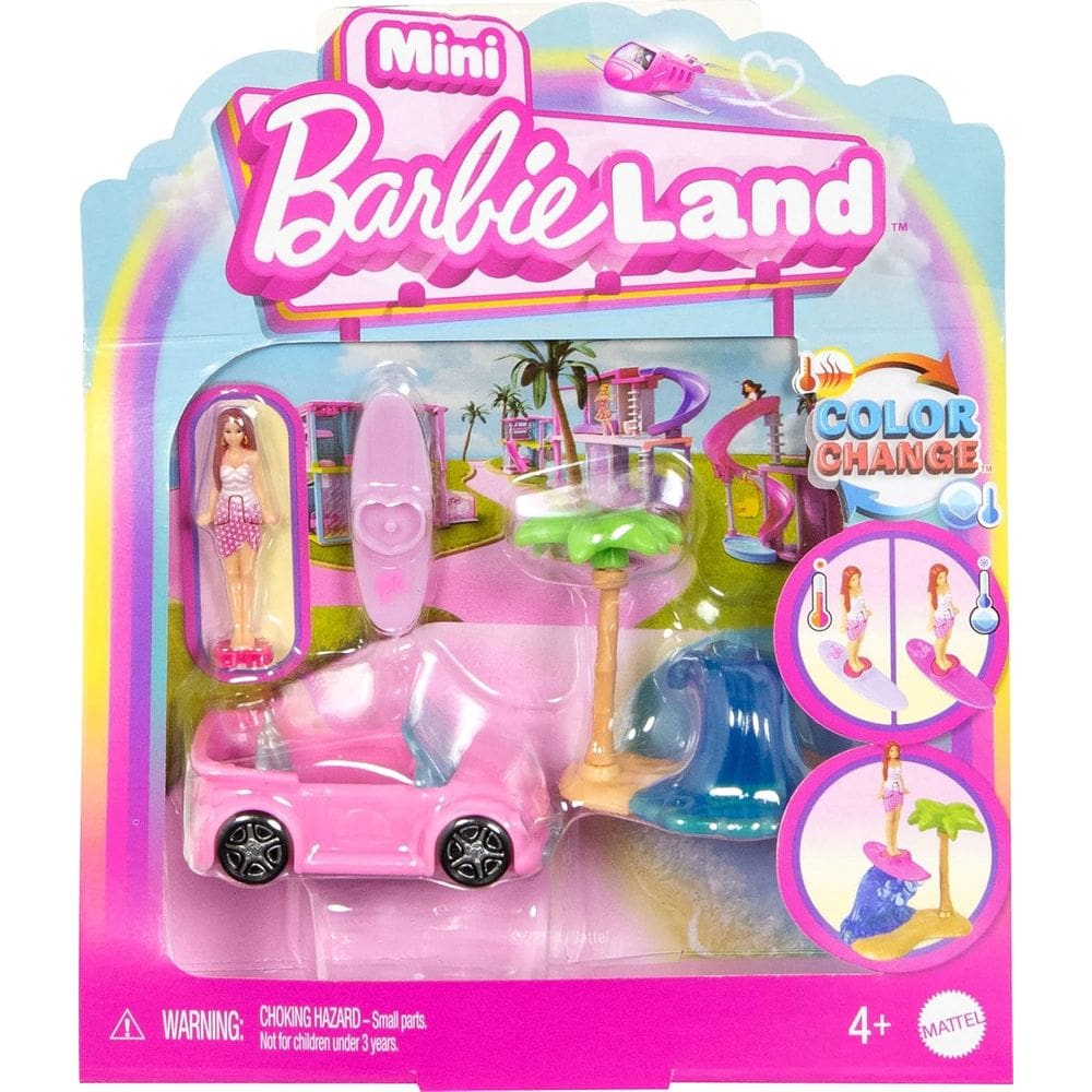 Carro Surf Praia Mini Barbie Land Color Change Muda De Cor