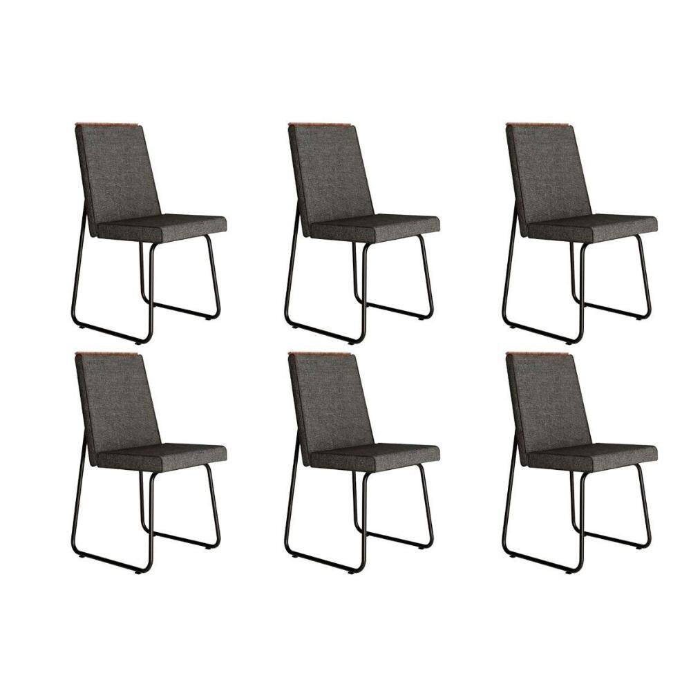 Kit 6 Cadeiras de Cozinha Lira 1752 6 Uni Preto/Grafite - Preto - Carraro