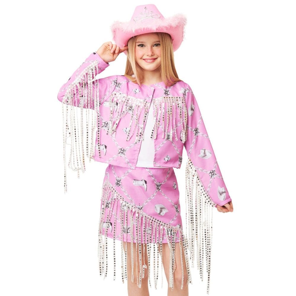Fantasia Boiadeira Infantil Cowgirl Rosa Country com Chapéu