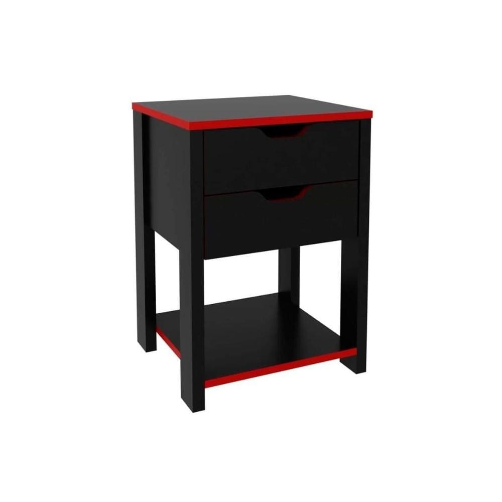 Mesa Cabeceira Infantil Gamer ME4163 c/ 2 Gavetas Preto/Vermelho - Tecno Mobili
