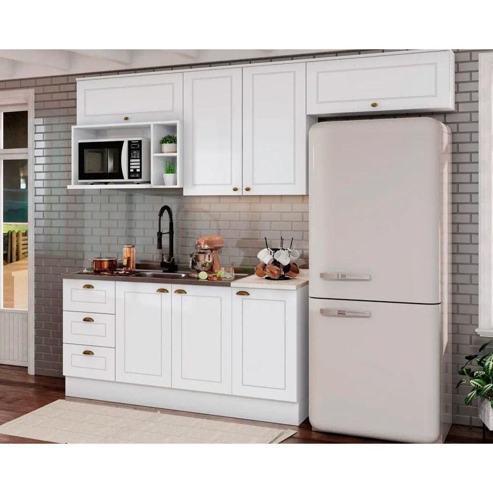 Kit Cozinha Modulada 7 Peças Americana (4Aéreos+2Balcões+1Complemento) s/Pia CZ142 Branco - Henn