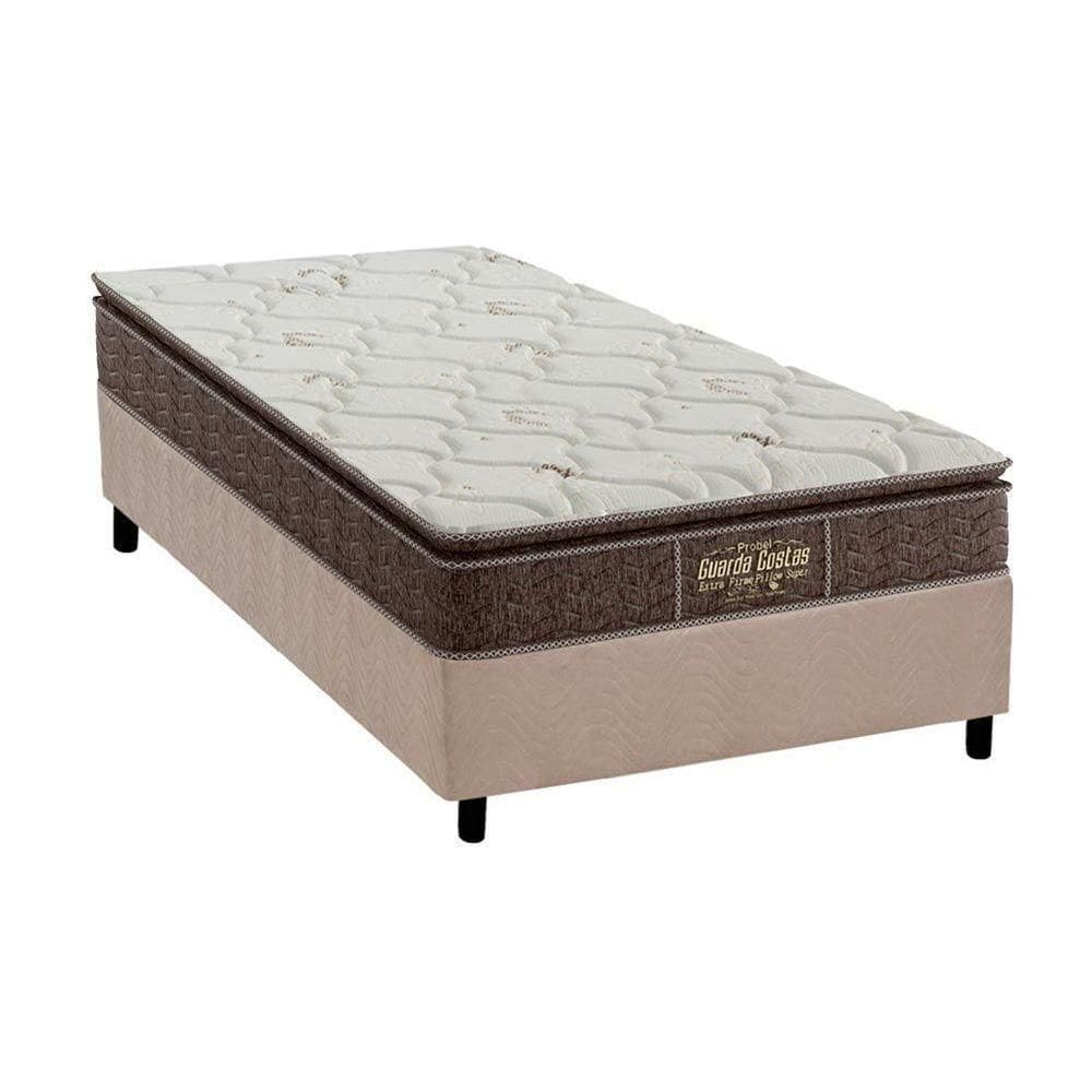 Cama Box Solteiro: Colchão Ortopédico Probel Guarda Costas Extra Firme + Base Clean(88X188)
