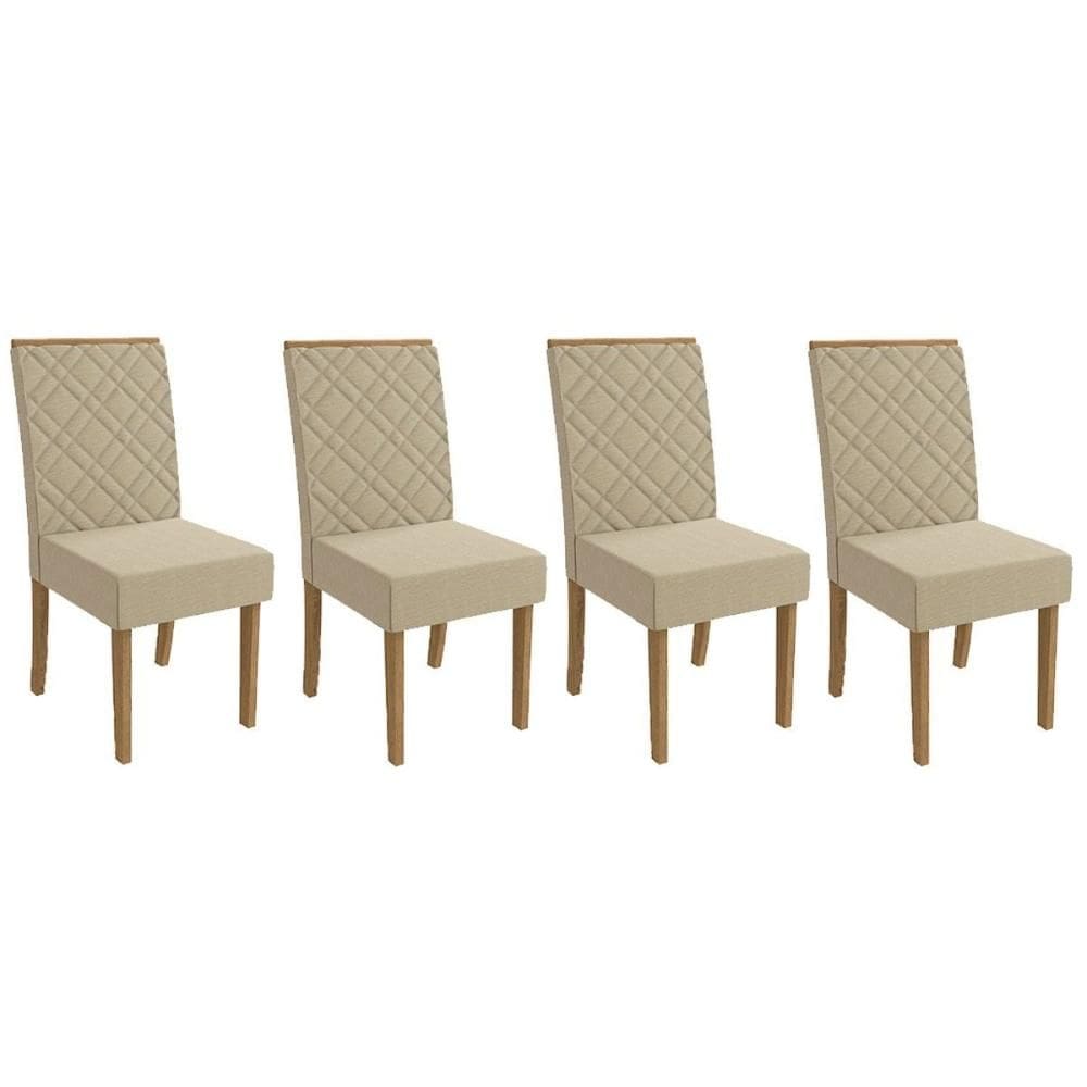 Kit 4 Cadeiras Sala Jantar 2CAD149FR 4 Un Freijó/Linho Bege A019 - Kappesberg