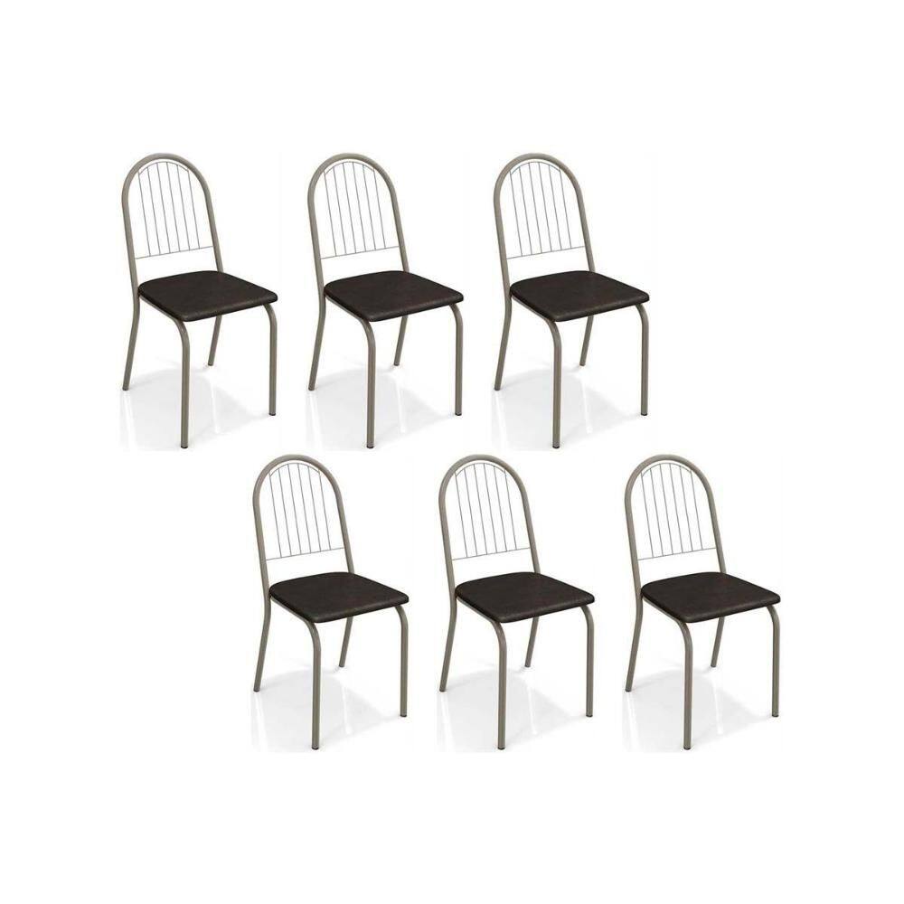 Kit 6 Cadeiras Sala Jantar Noruega C077 6 Un Niquel/Preto - Kappesberg