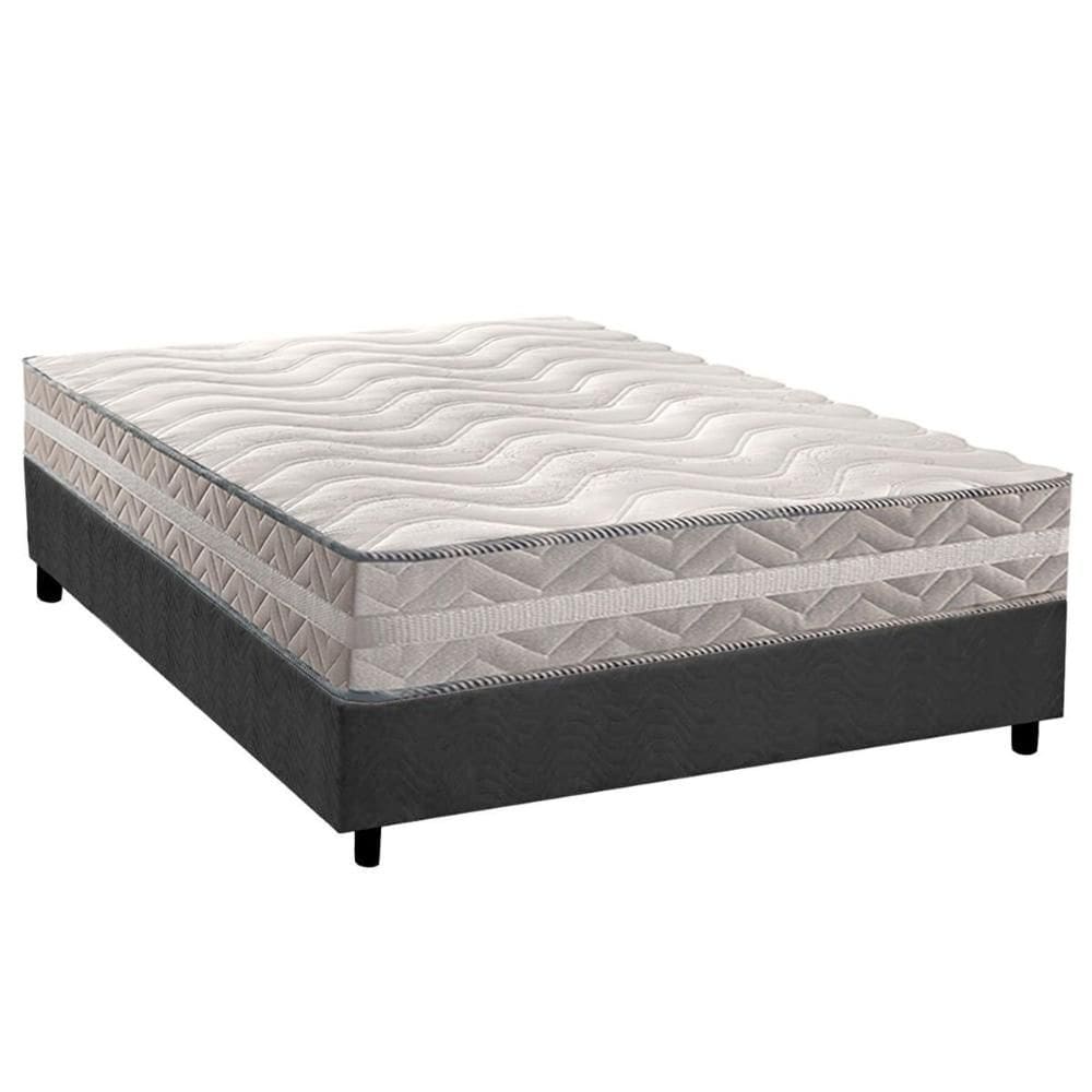 Cama Box Casal: Colchão Ortopédico Paropas D28 / Master Prata Double Face 25 + Base CRC Suede Gray (138x188)