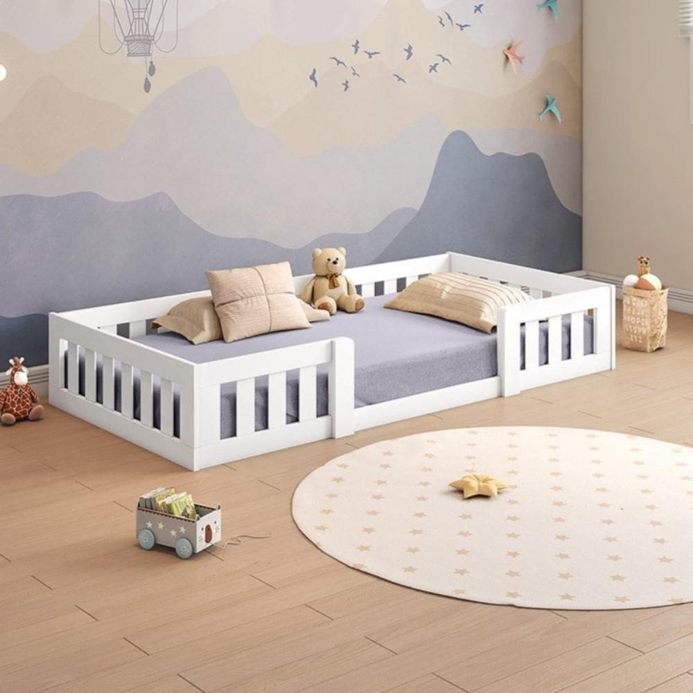 Cama Montessoriana Mamãe Bebê Solteiro Branco
