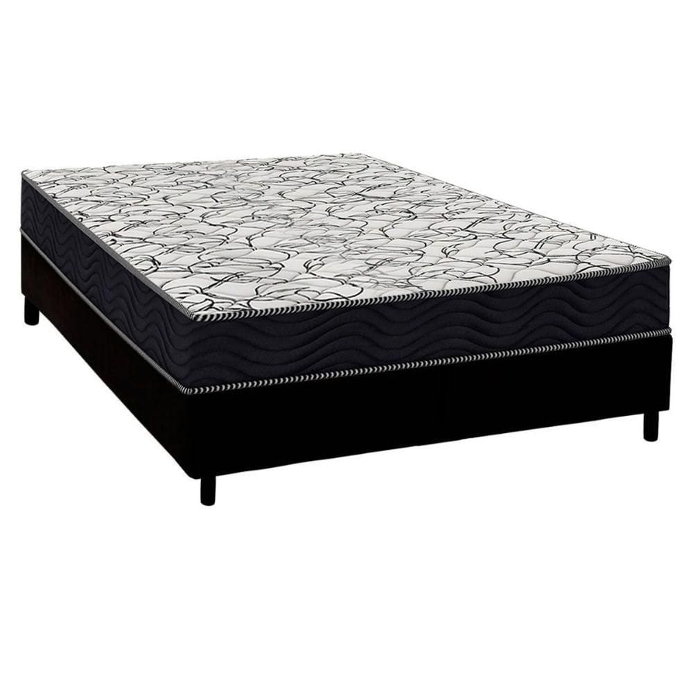 Cama Box Viúva: Colchão Espuma D45 Ortobom Airtech 150 + Base CRC Suede Black (128x188)