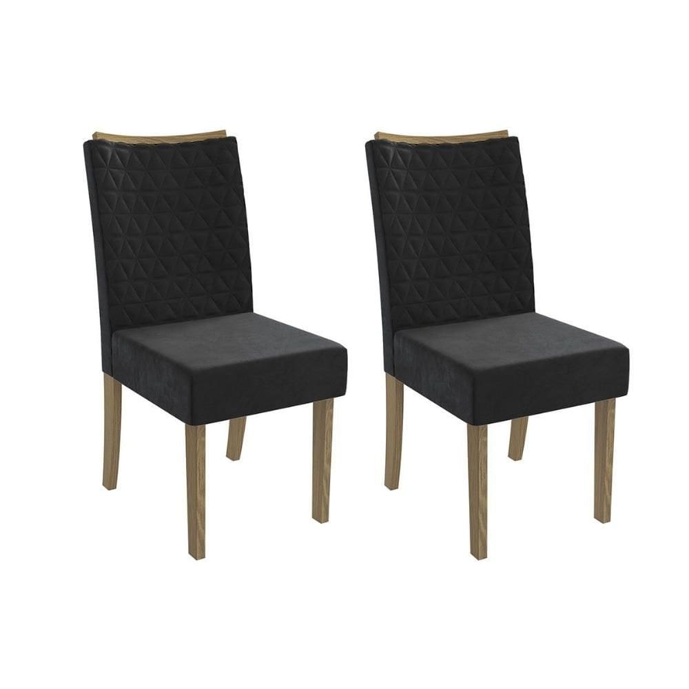 Kit 2 Cadeiras de Cozinha 2CAD129 2 Un Canela/Suede Preto - Kappesberg