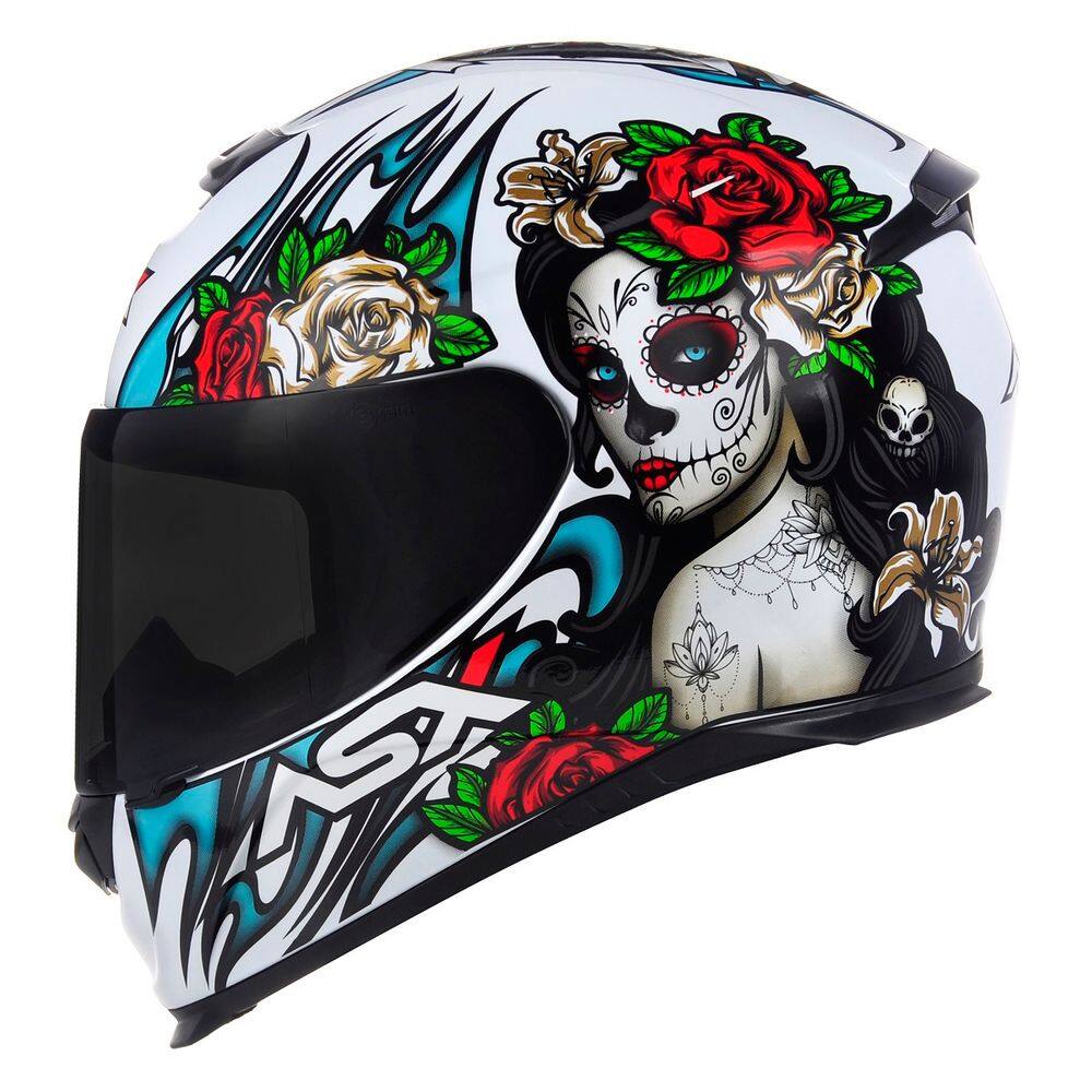 Capacete Feminino Asx Eagle Catrina Branco Esportivo Moto