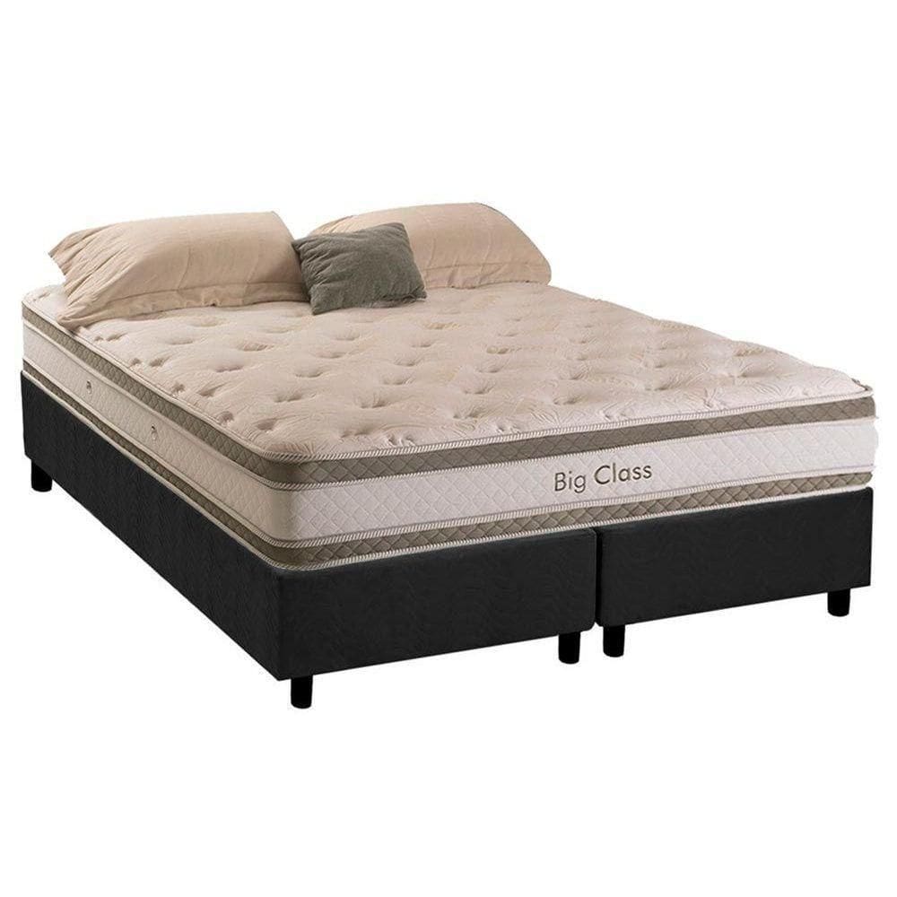 Cama Box Queen: Colchão Molas Herval Conforclass Big Class + Base Crc Suede Gray(158X198)