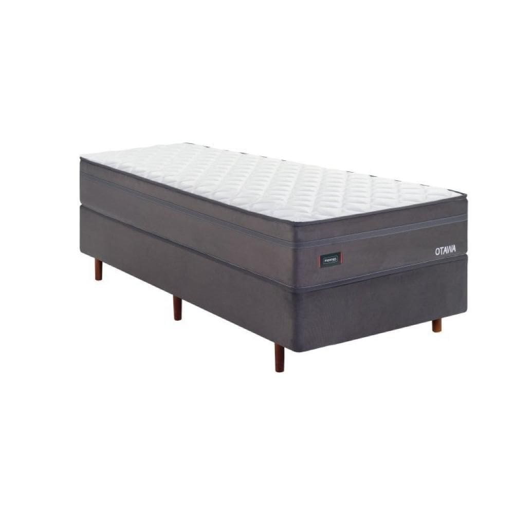 Cama Box Solteiro Molas 88x188cm Multispiral Otawa Cinza