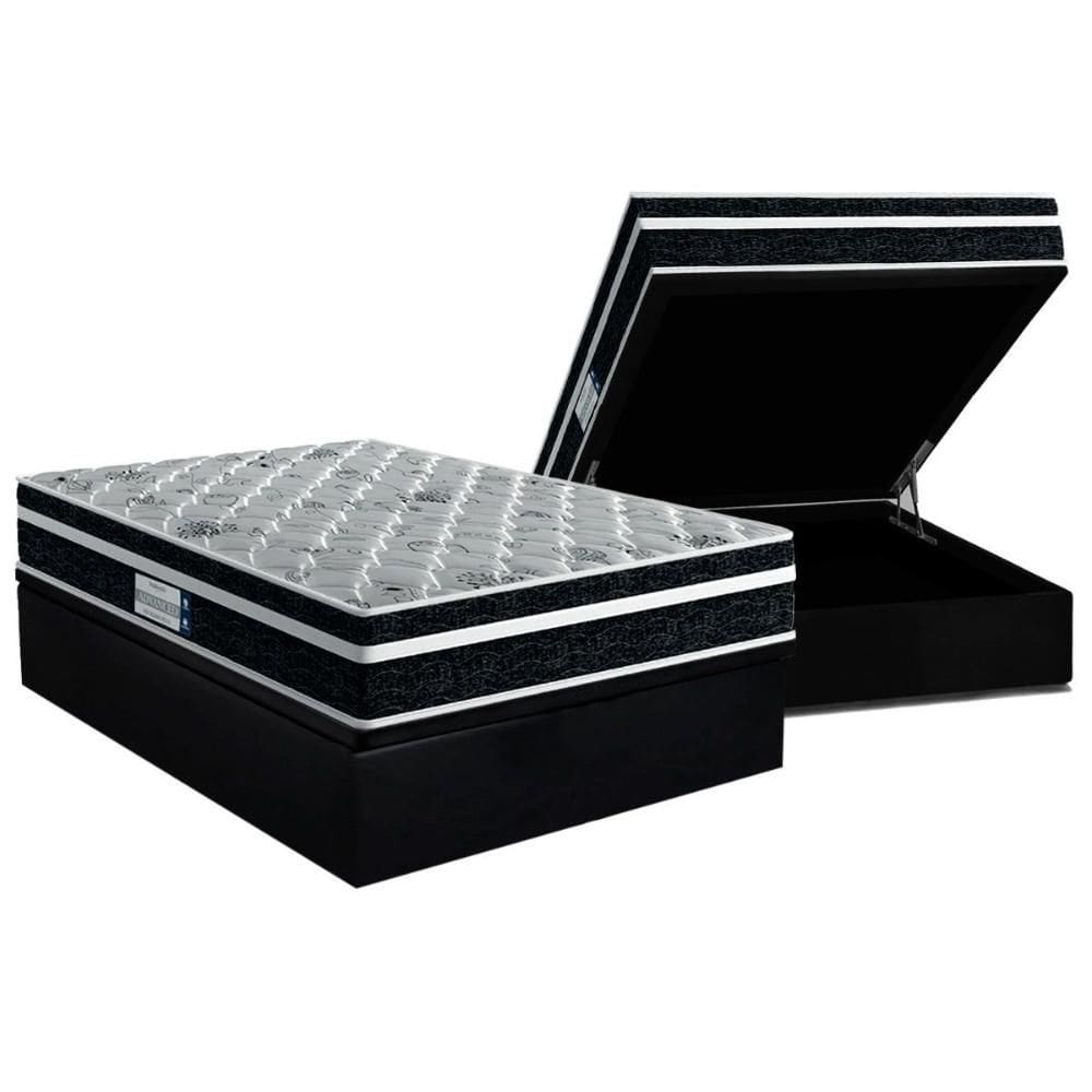 Cama Box Baú Casal: Colchão Ortopédico Probel D45 ProDormir Advanced Tech2000 Plus Black + Base CRC Suede Black (138x188)