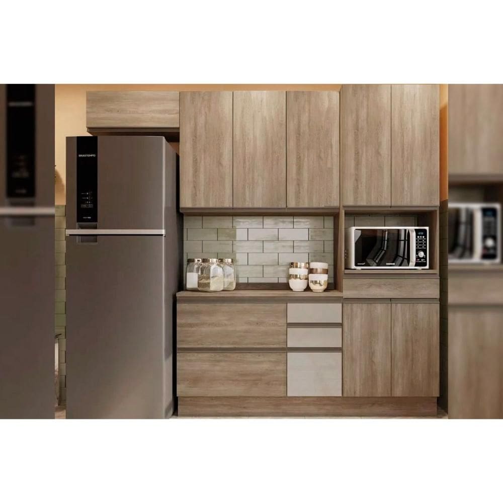 Módulo Cozinha Kappesberg Maxxi 5 Peças (2Aéreos+1Balcão+1TorreQuente+1Complemento) C5P29 Nogal-Kappesberg