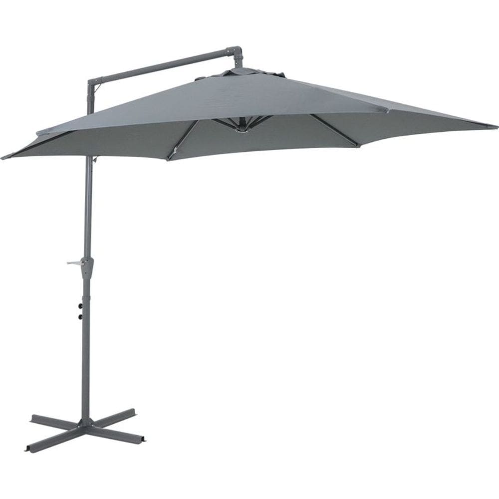 Ombrelone Suspenso Bel Veneza 3 Metros Cinza Guarda Sol com Base de Apoio p/ Piscina, Varanda, Jardim