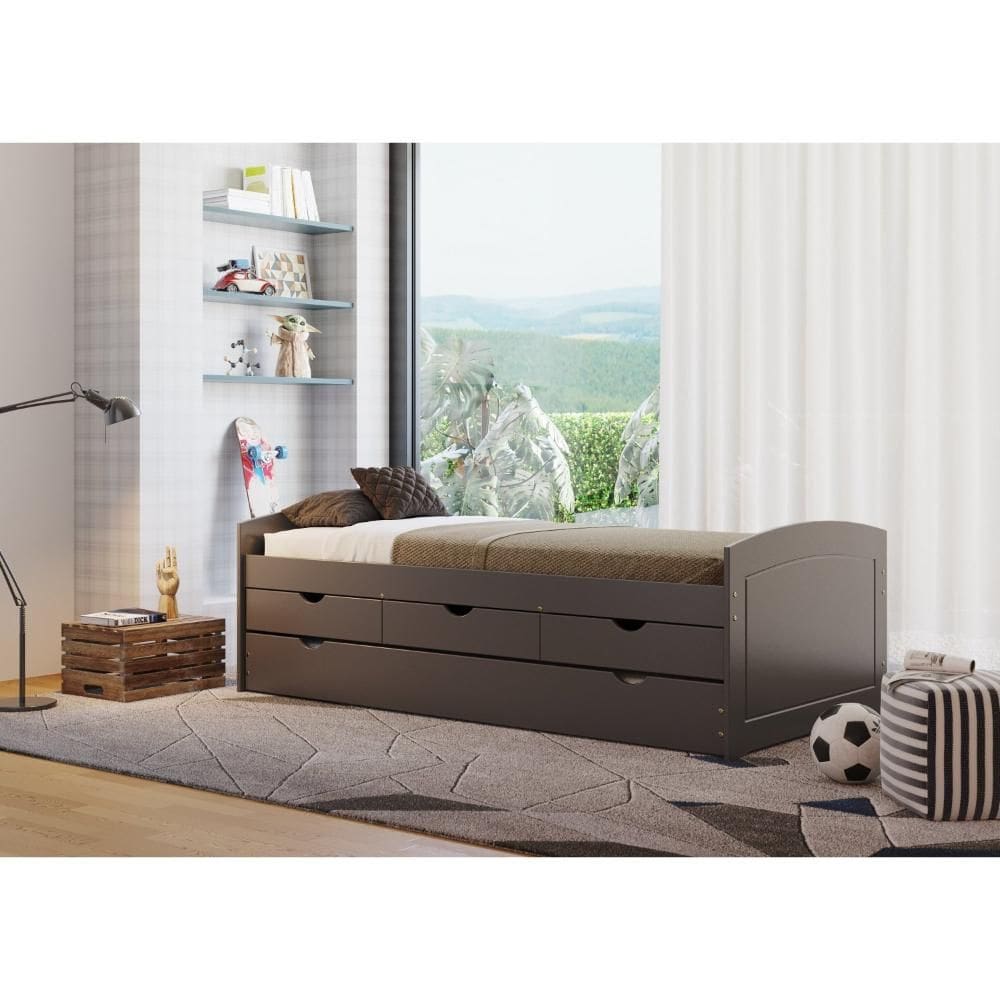 Bicama Infantil 3 Gavetas em Madeira Maciça Lisa Cool Gray