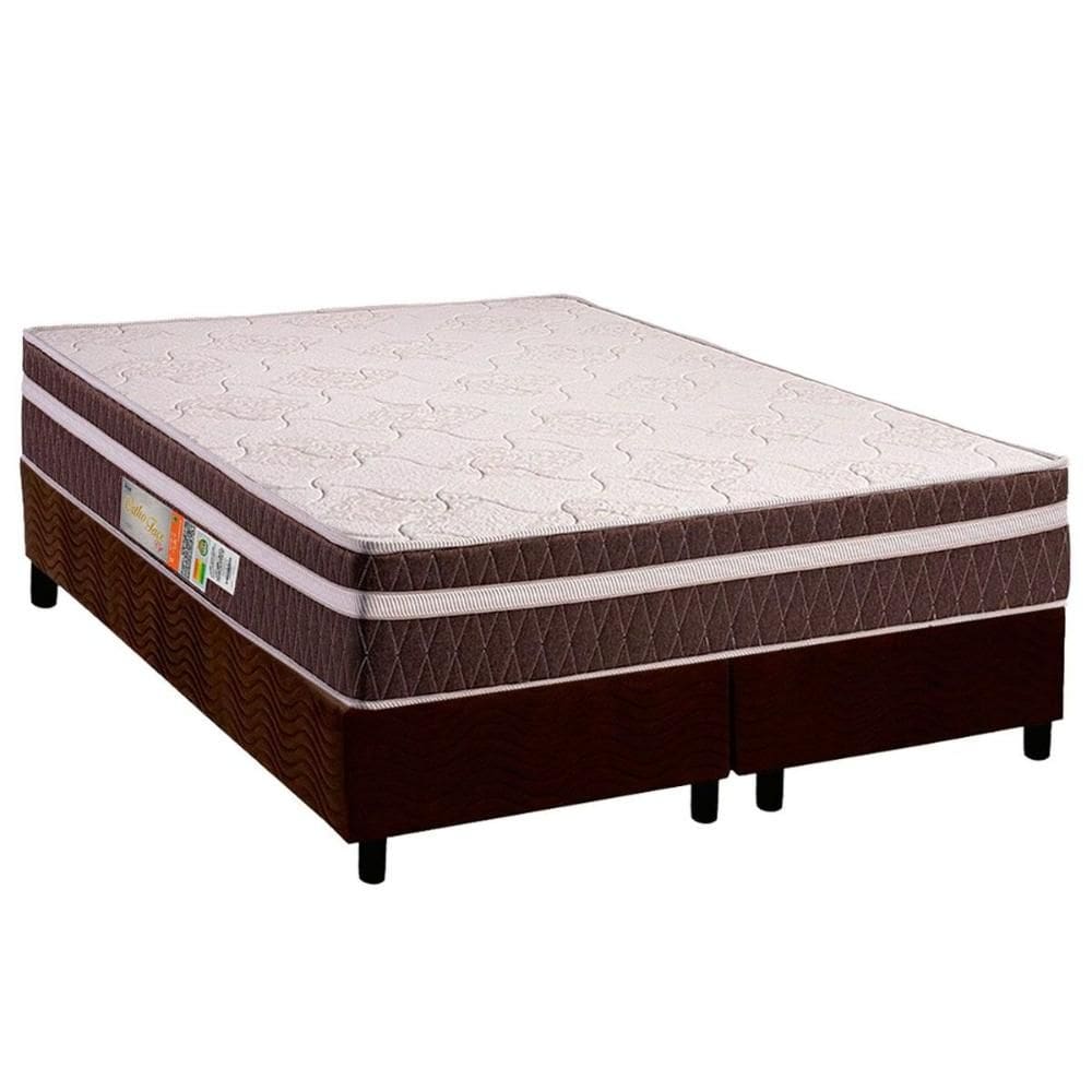 Conjunto Box Queen: Colchão Espuma Polar D28 Orthoface Vip Brown + Base CRC Suede Brown (158x198)