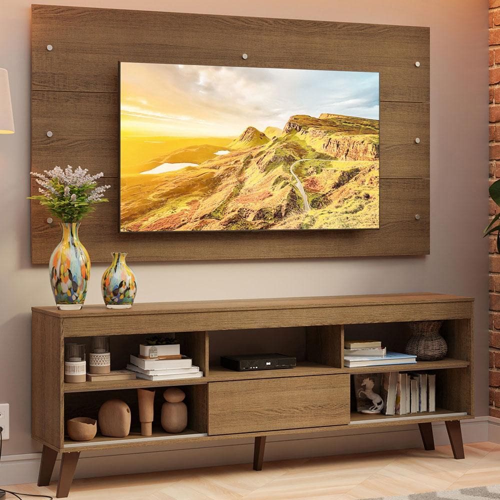 Rack com Painel para TV até 65 Polegadas com Pés Rustic Texas Madesa XV