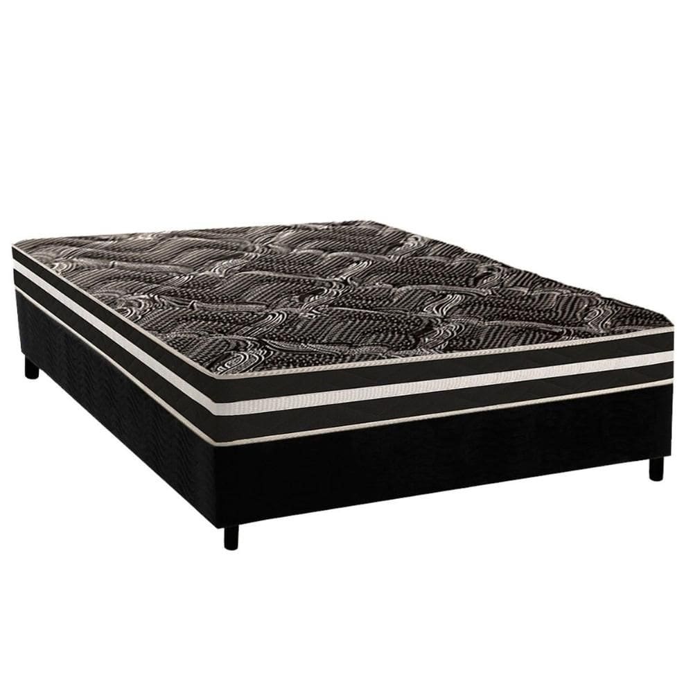 Cama Box Casal: Colchão Ortopédico Paropas D28 / Master AG80 Black Double Face 17 + Base CRC Suede Black (138x188)